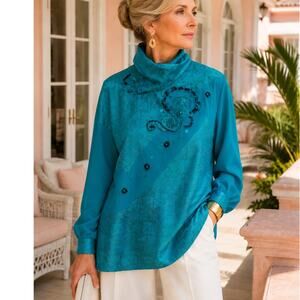 Vintage Marc D'Alcy Wearable Art Beaded Jacquard Tunic Top NWT Hong Kong 12